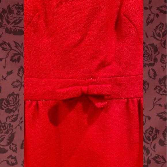 Red 60s Bow Wiggle Dress - Authentic Vintage Size: Small Excellent Condition - Picture 3 of 6